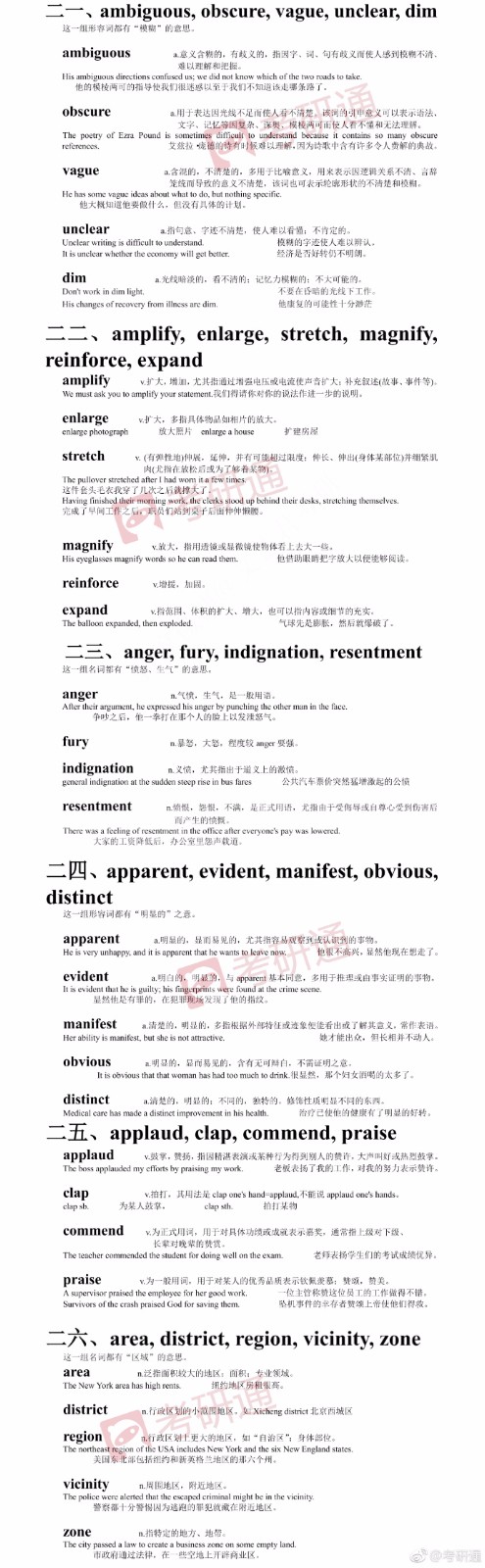 英語考研易混淆詞匯匯總