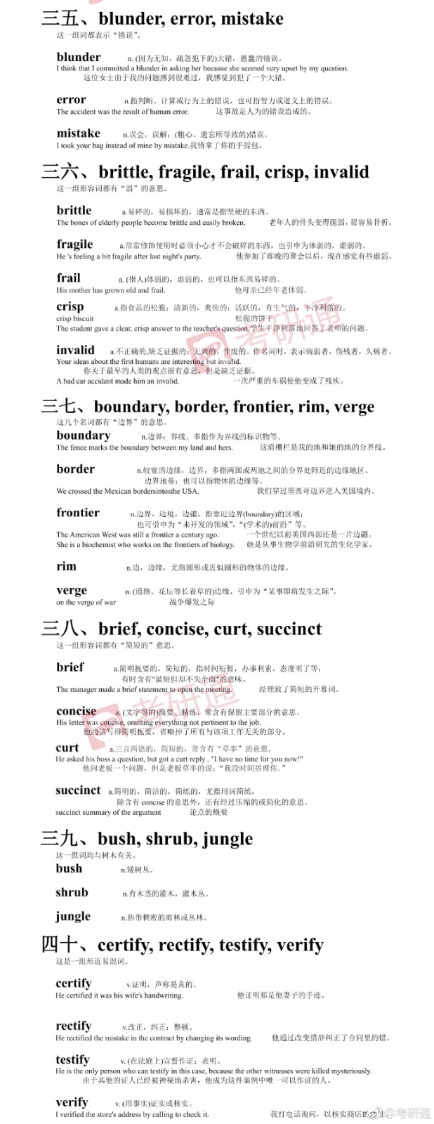 英語考研易混淆詞匯匯總